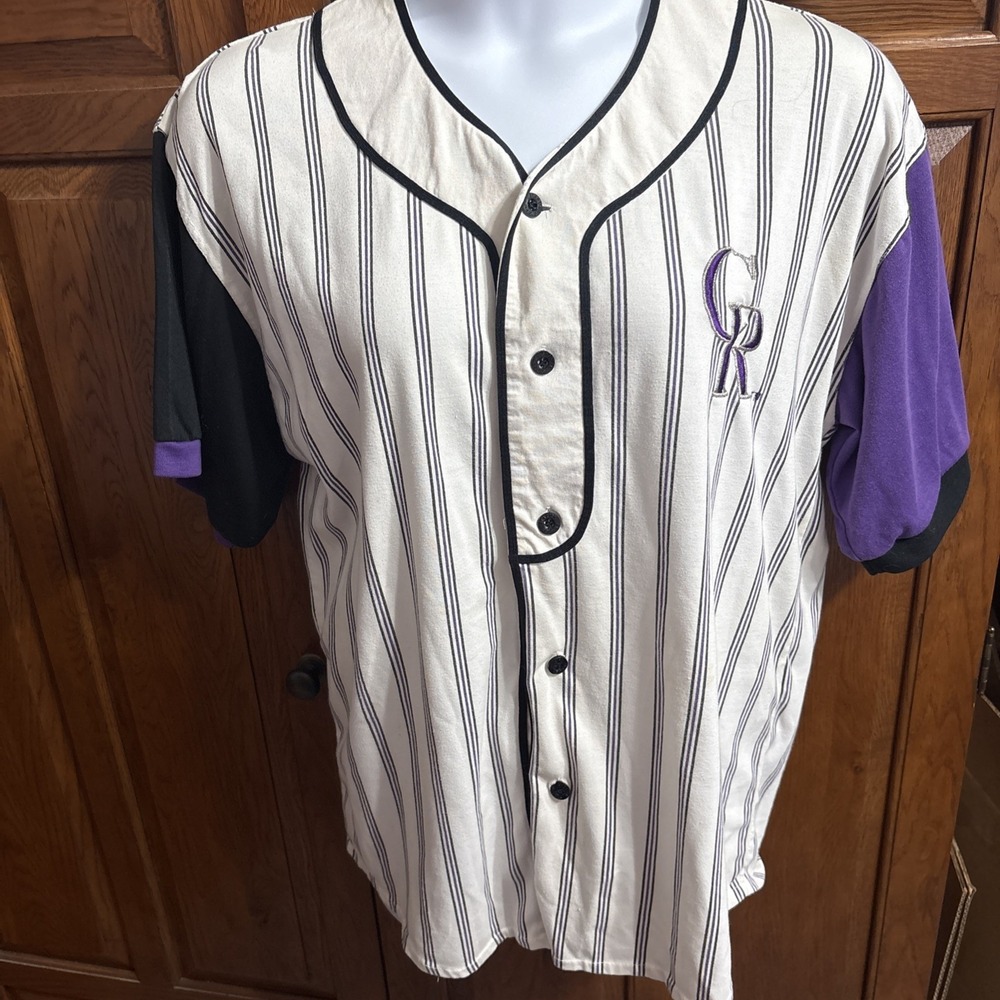 VTG Starter Colorado Rockies Large Baseball Jersey MLB Embroidered CR Purple